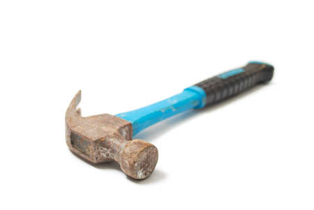 Hammer on isolated white background. Home and construction tool. Selective focusの写真素材