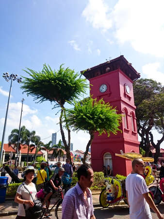 MELAKA, MALAYSIA - April 11, 2018 : View around the Stadthuys building. Historical structure situated in the heart of Malacca City also known as the Red Square.のeditorial素材