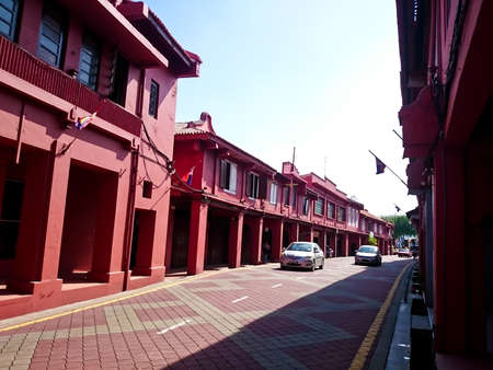 MELAKA, MALAYSIA - April 11, 2018 : View around the Stadthuys building. Historical structure situated in the heart of Malacca City also known as the Red Square.のeditorial素材