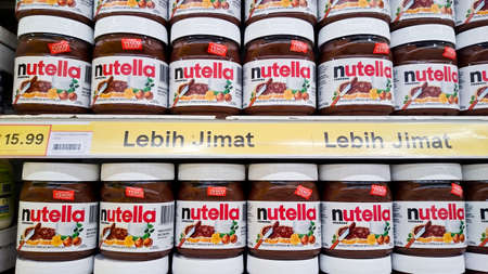 MELAKA, MALAYSIA - April 13, 2018 : Nutella on shelf rack display in the Tesco store.