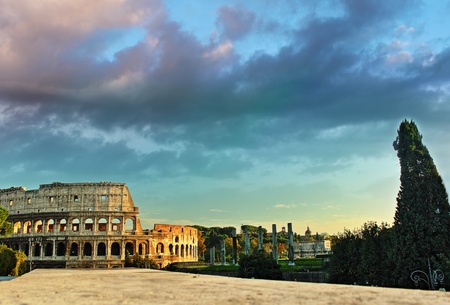 A shot of Colosseo in Rome taken from an unusual point af viewの写真素材