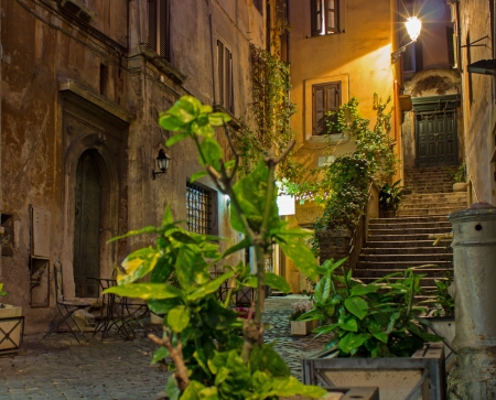 A little place in Rome historic center shot at nightのeditorial素材
