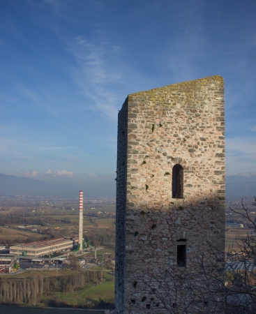 An historic fountain representing the Nativity in the historic centre of Narni, Umbria, Italy のeditorial素材