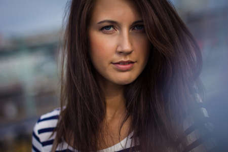 Portrait of stylish woman on the streetの写真素材