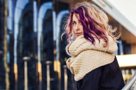 beautiful portrait of a girl with colored hair