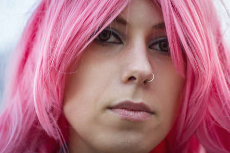 portrait of a girl in a wigの写真素材