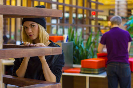 portrait of stylish young girl in the Mallの写真素材