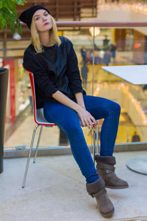 portrait of stylish young girl in the Mall