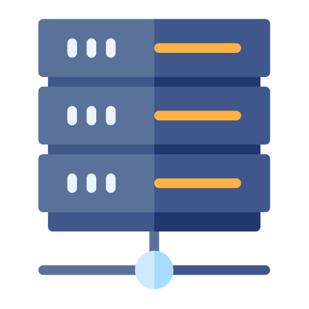 Isolated hosting server in flat icon on white background. Storage, networkingのイラスト素材