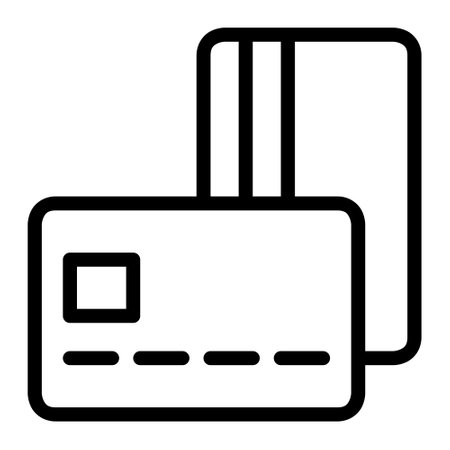 Isolated debit card in outline icon on white background. Payment method, payment cardのイラスト素材