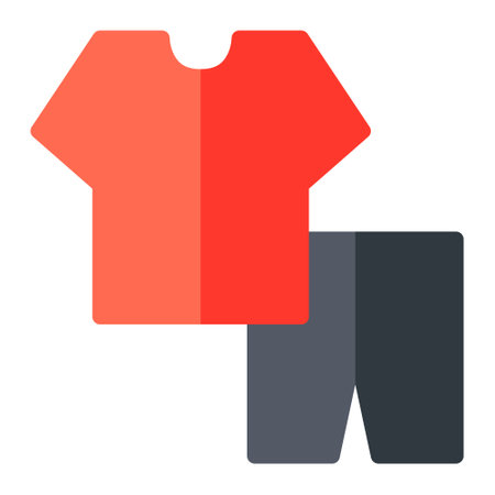 Fashion category online store in flat icon. T-shirt, short pant, clothing, apparel, online shoppingのイラスト素材