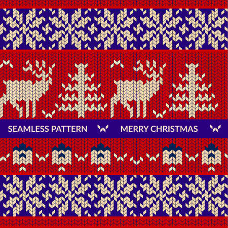 Knitting pattern with deersのイラスト素材