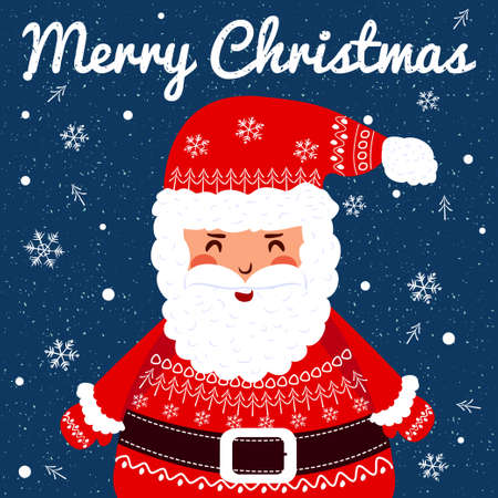 Funny santa. Christmas greeting card \ background.のイラスト素材