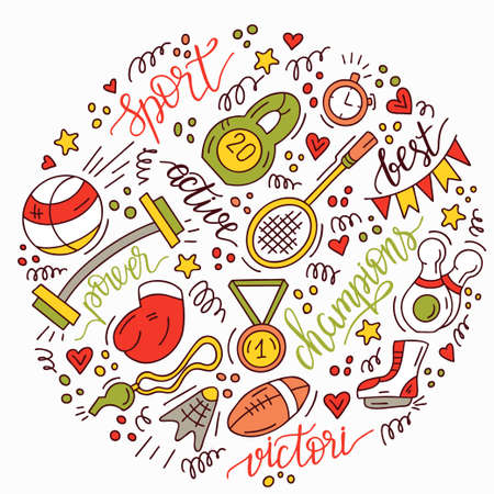 Vector composition with symbols of sport.のイラスト素材
