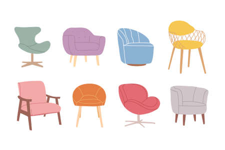 Set modern of chairs for apartment or office interior.