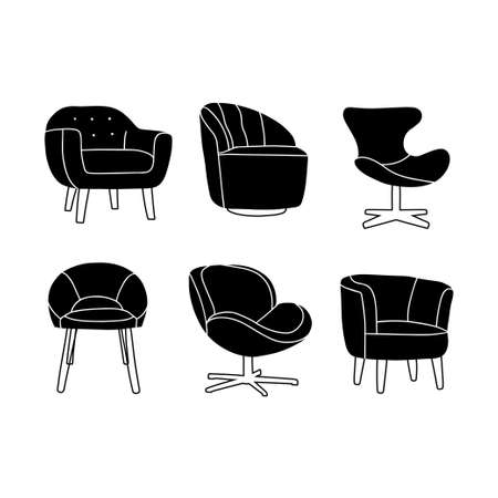 Set modern of chairs for apartment or office interior.のイラスト素材