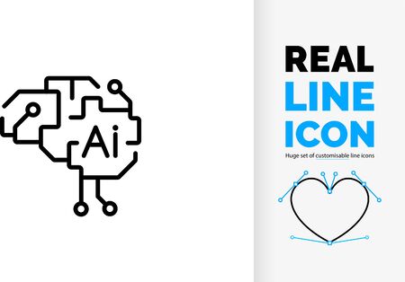Editable line icon or symbol of ai or artificial intelligenceのイラスト素材