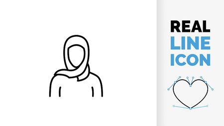 Editable line icon of middle eastern womanのイラスト素材