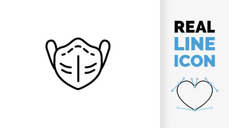 Editable line icon of a virus protection face maskのイラスト素材