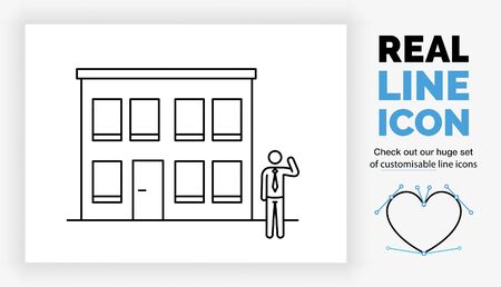 Editable real line icon of a stick figure small business owner in a suitのイラスト素材
