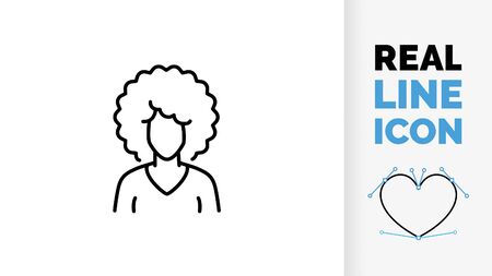 editable line icon of Afro American womanのイラスト素材
