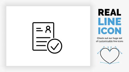 Editable line icon of a resume with a checkboのイラスト素材