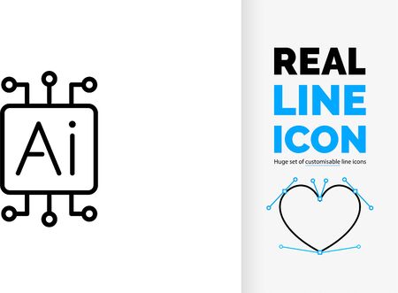 Editable line icon or symbol of ai or artificial intelligence	
editable and customisable real line icon or symbol of ai or artificial intelligenceのイラスト素材