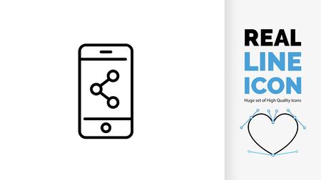 editable line icon of a phoneのイラスト素材