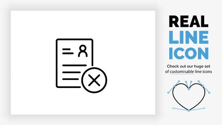 Editable line icon of a rejected person resumeのイラスト素材