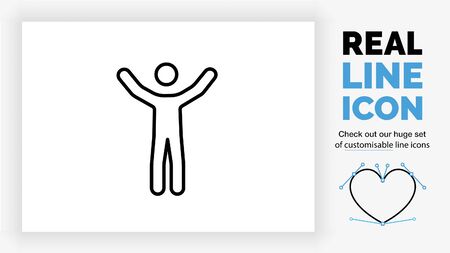 Editable line icon of a stick figure cheeringのイラスト素材