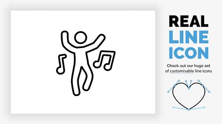 Editable line icon of a stick figure music partyのイラスト素材