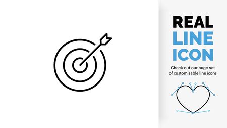 editable stroke real line icon of an arrow that hit the markのイラスト素材