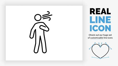 editable real line icon of a outline stick figure having trouble breathingのイラスト素材