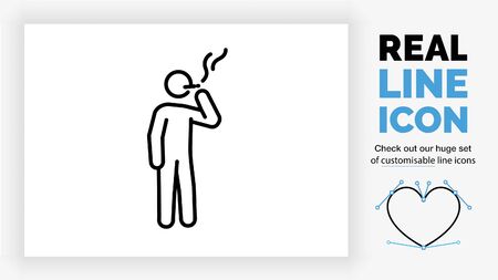 Editable line icon of a person smokingのイラスト素材