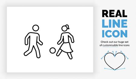 Editable real line icon of children playingのイラスト素材