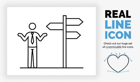 Editable real line icon of a way finding signのイラスト素材