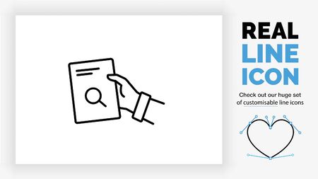 Editable line icon of a person giving a document about SEOのイラスト素材