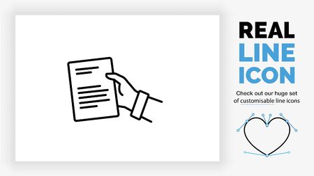 Editable line icon of a person giving a text documentのイラスト素材