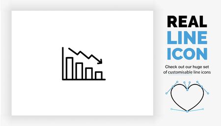 Editable real line icon of a stock market crashのイラスト素材