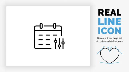 Editable line icon of a agenda with settingsのイラスト素材