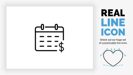 Editable line icon of a calendar with a dollar signのイラスト素材