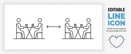 Editable line icon of people keeping social distanceのイラスト素材