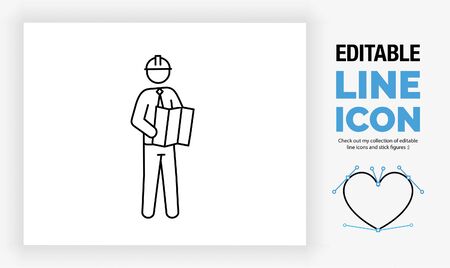 Editable line icon of an architectのイラスト素材
