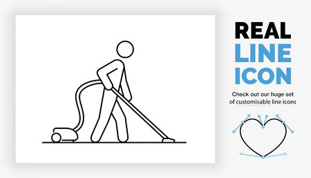 Editable line icon of a stick figure cleaningのイラスト素材