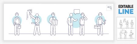Editable line icon of construction workersのイラスト素材
