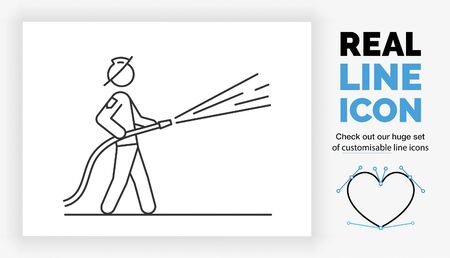 Editable line icon of a stick figure fire fighterのイラスト素材