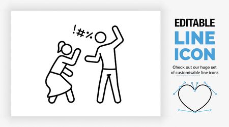 Editable line icon of domestic violenceのイラスト素材
