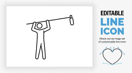Editable line icon of a recording sound man or sound engineer holding a microphoneのイラスト素材
