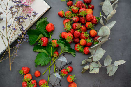 Sweet cold soup made of strawberries and organic vegan milkの写真素材