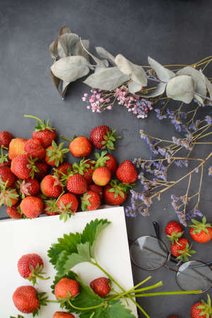 Sweet cold soup made of strawberries and organic vegan milkの写真素材
